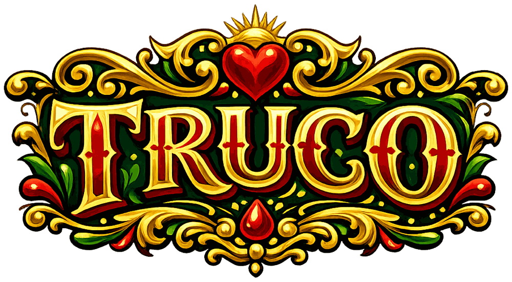 Truco, en letras de fileteado porteño con un corazón y ornamentos dorados
